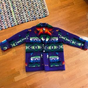Unique navajo print wool coat - Pendleton wool